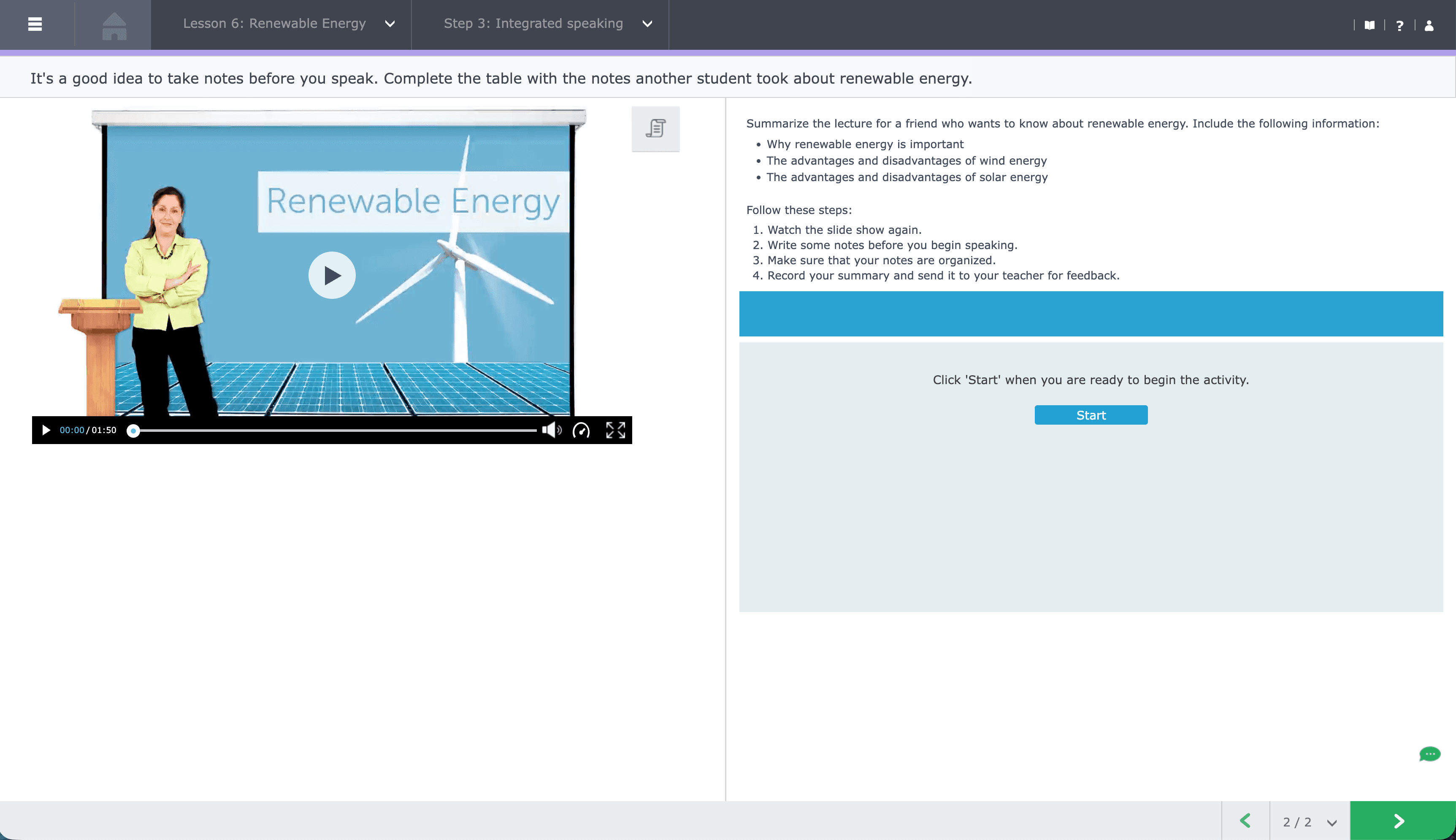Current Edusoft speaking activity